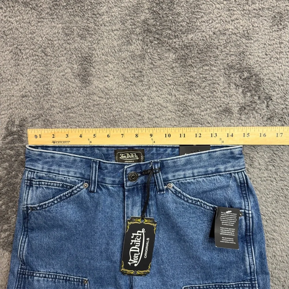 Von Dutch Originals Carpenter Jeans Blue Denim Double Knee Stretchy Size 28 NWT